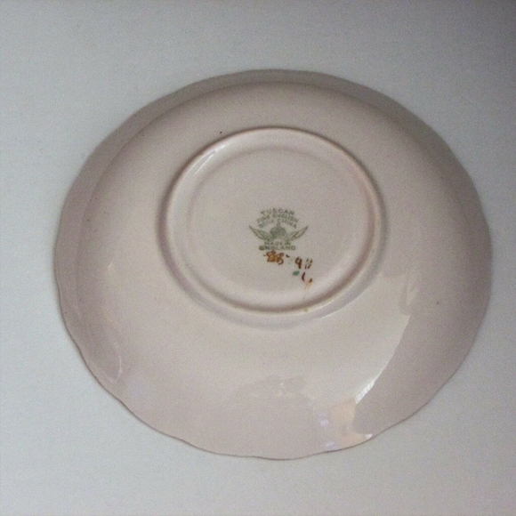Tuscan English Fine Bone China Saucer Vintage Hand Painted Pink Blue Floral - Picture 2 of 4